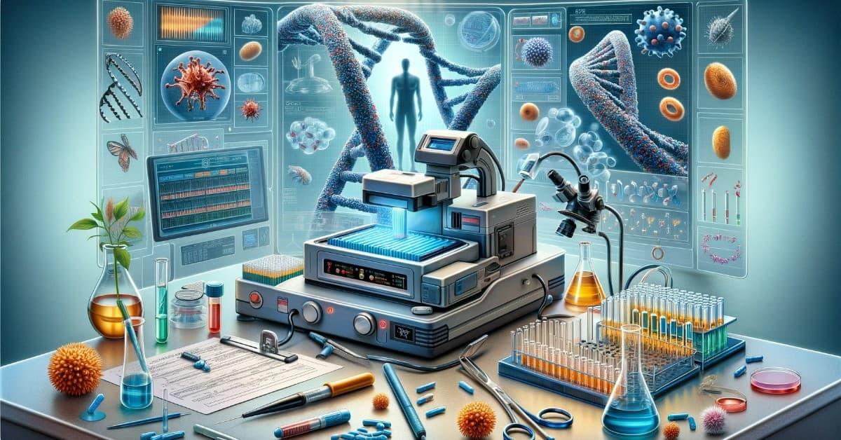 a Polymerase Chain Reaction (PCR) test that demonstrates how a DNA sample is amplified in order to diagnose the presence or absence of a pathogen